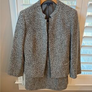 Brooks Brothers Gray and Cream Tweed Skirt Suit